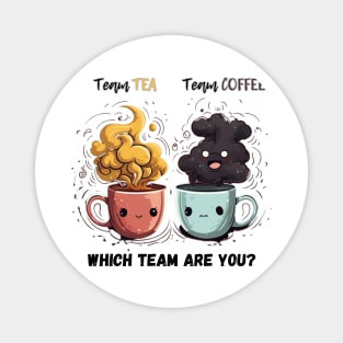 Kawaii Brew Rivalry - Cute Battle between Team Tea and Team Coffee Magnet